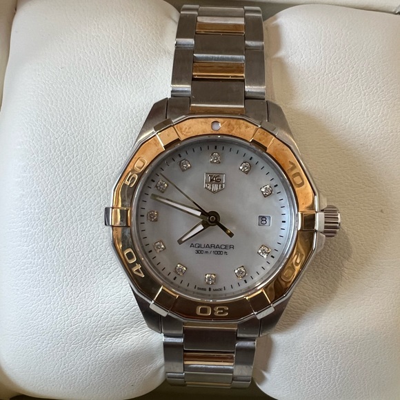 Tag Heuer Accessories - TAG Heuer Gold and Stainless Steel Aquaracer 300m Diamond Watch